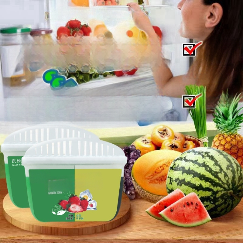 Chladničkový deodorant – viacfunkčný prostriedok na odstránenie zápachu s čajovými polyfenolmi + aktívnym uhlím, 120 g, Guangdong pôvod, Kaiazhi