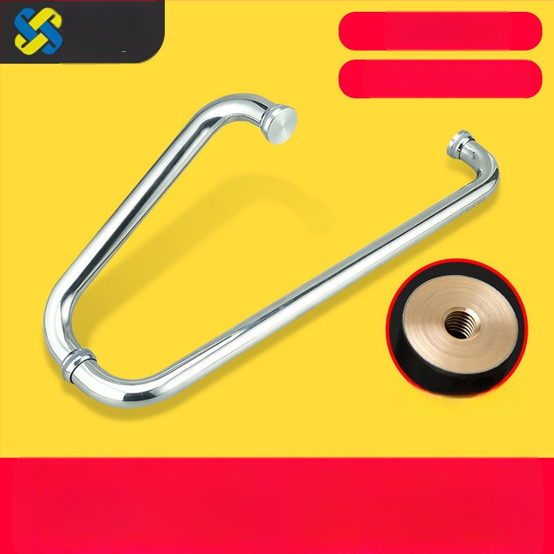 Držadlo pre sprchovú kabínu z nehrdzavejúcej ocele 304, rozstup dier 440 mm, jemne leštený povrch, moderný minimalistický štýl