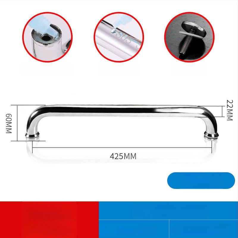 Držadlo pre sprchovú kabínu z nehrdzavejúcej ocele 304, rozstup dier 440 mm, jemne leštený povrch, moderný minimalistický štýl