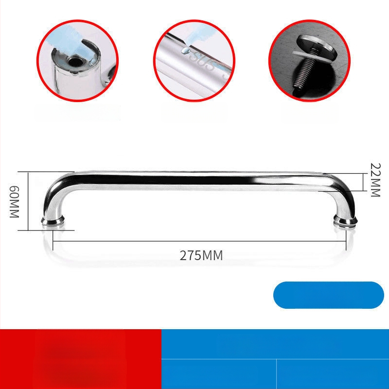 Držadlo pre sprchovú kabínu z nehrdzavejúcej ocele 304, rozstup dier 440 mm, jemne leštený povrch, moderný minimalistický štýl