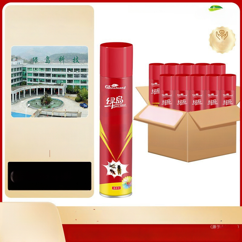 Green Island insekticídny sprej 400 ml — plynová forma, bez vône alebo s čerstvou vôňou, na vnútorné škodcov