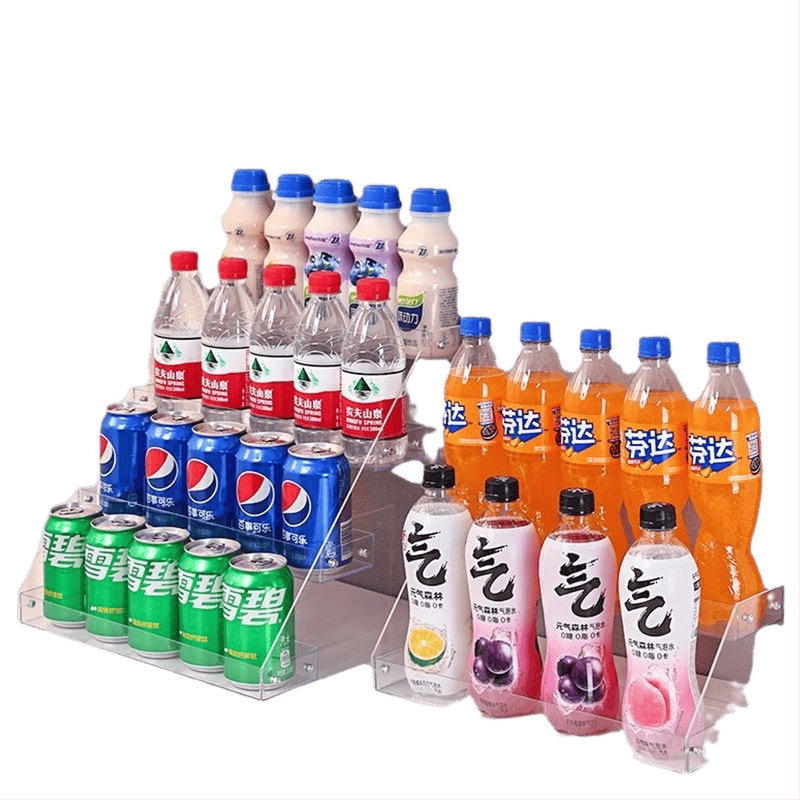 6-úrovňový stolný regál na nápoje, priehľadný plast, jednoduchý moderný štýl, schodovitý dizajn, na občerstvenie a džúsy, pre kempovanie