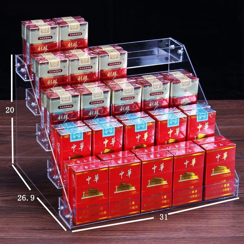 6-úrovňový stolný regál na nápoje, priehľadný plast, jednoduchý moderný štýl, schodovitý dizajn, na občerstvenie a džúsy, pre kempovanie