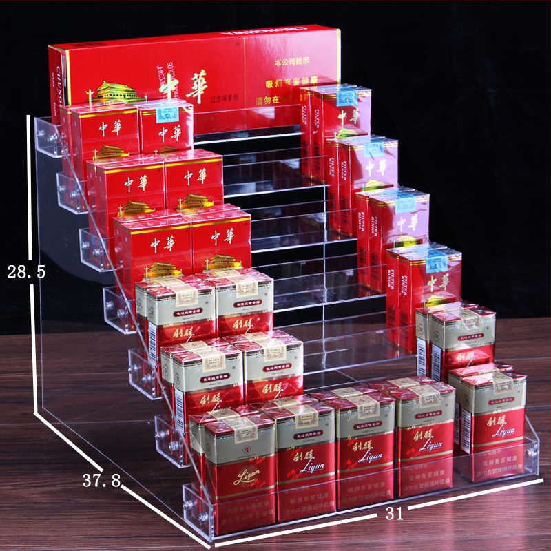 6-úrovňový stolný regál na nápoje, priehľadný plast, jednoduchý moderný štýl, schodovitý dizajn, na občerstvenie a džúsy, pre kempovanie