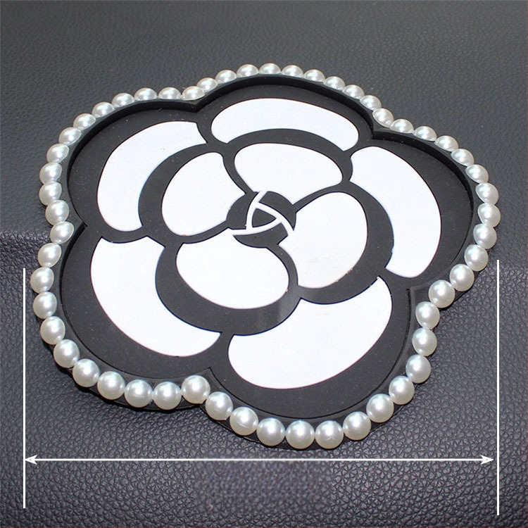 Automobilová ozdobná dekorácia – protišmytická podložka s diamantovou kaméliou, PU, prispôsobiteľné, značka Purple Yuchen Lan