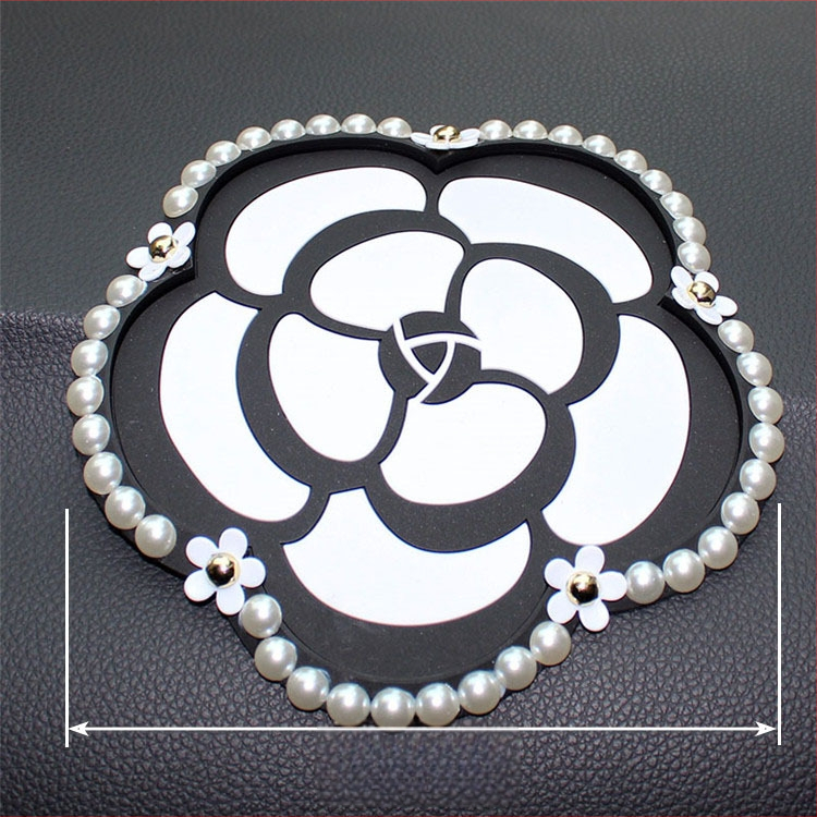 Automobilová ozdobná dekorácia – protišmytická podložka s diamantovou kaméliou, PU, prispôsobiteľné, značka Purple Yuchen Lan