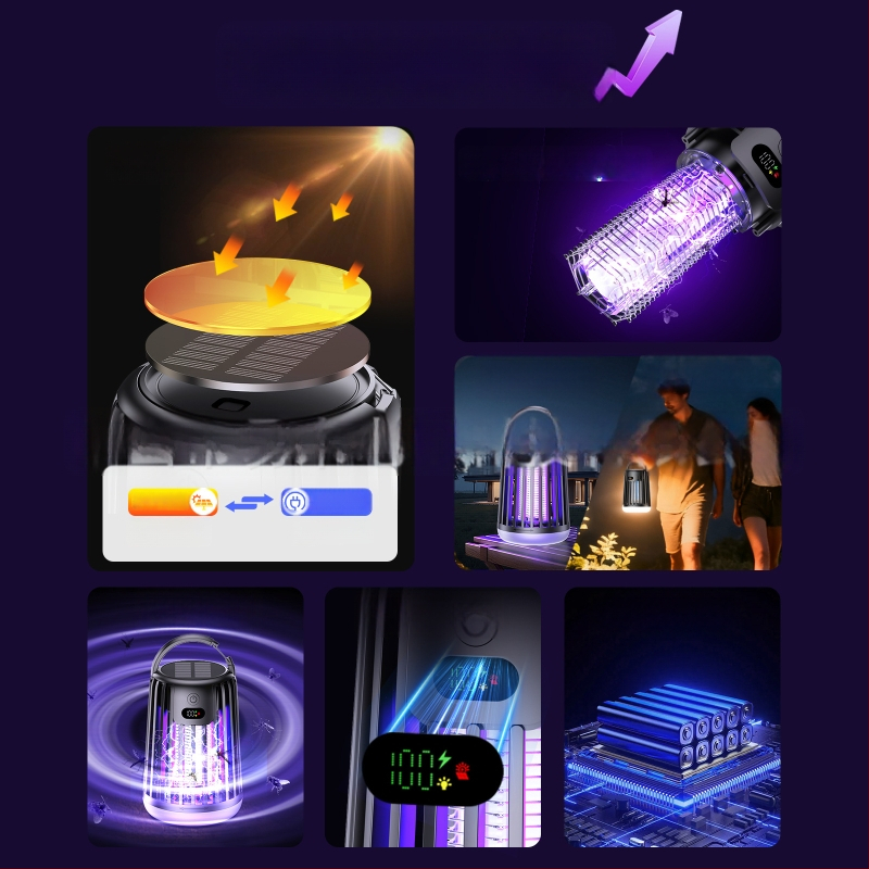 Lampa na hubenie komárov - LED, dobíjateľná, biomimetický prilákač, hliníková sieťka, pre 21-30 m²