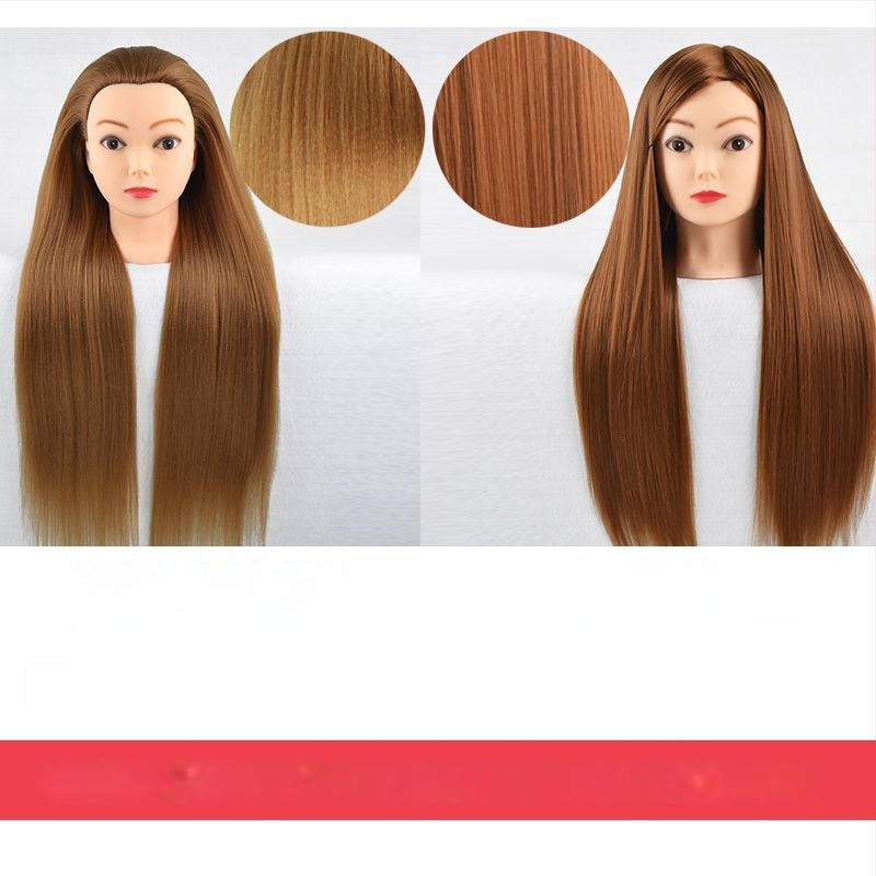 Model hlavy parochne na nácvik stylingu — vlasy z vysokoteplotného hodvábu, dlhé rovné vlasy s ofinkou, značka Qiaoxi, univerzálne použitie, kategória parochne