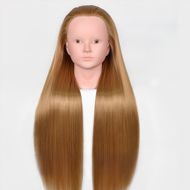 Model hlavy parochne na nácvik stylingu — vlasy z vysokoteplotného hodvábu, dlhé rovné vlasy s ofinkou, značka Qiaoxi, univerzálne použitie, kategória parochne