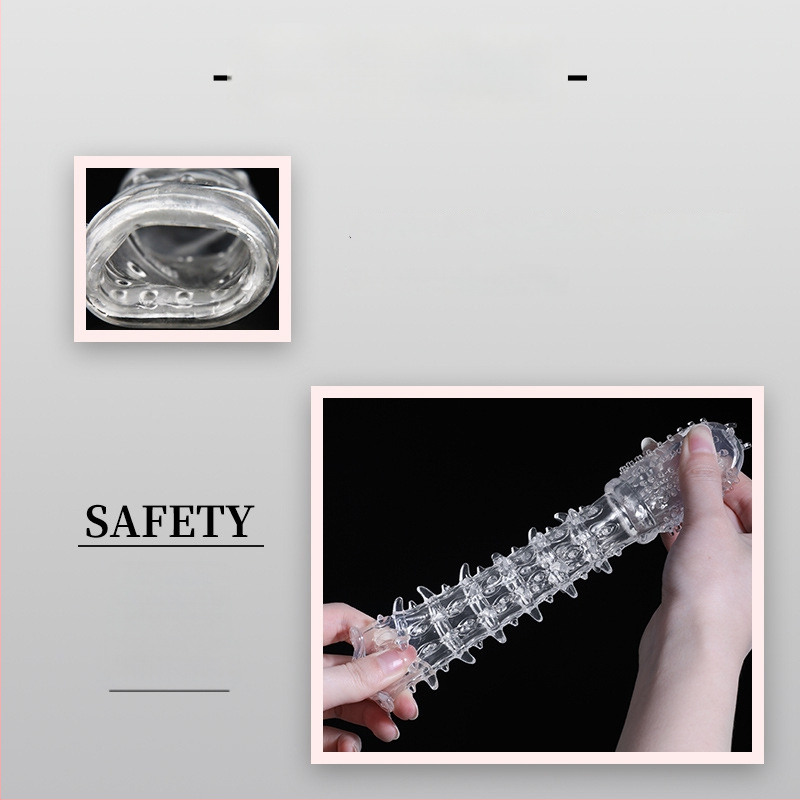 Penisový návlek s tŕňovou textúrou a pevným priliehaním — materiál: mäkké lepidlo, Wolf Totem, hračka pre dospelých, bez lubrikantu