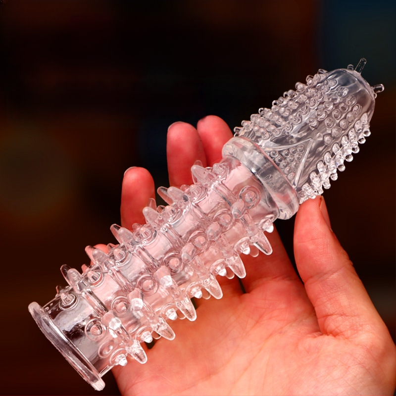 Penisový návlek s tŕňovou textúrou a pevným priliehaním — materiál: mäkké lepidlo, Wolf Totem, hračka pre dospelých, bez lubrikantu