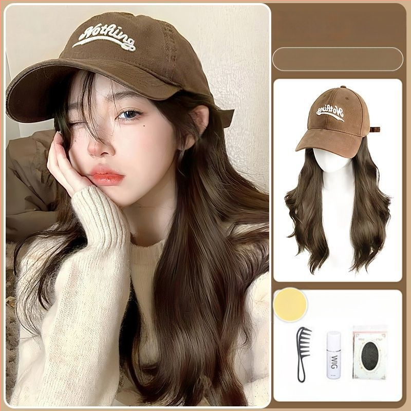 Paruka s čiapkou pre ženy, dlhé kučeravé vlasy, jednovrstvová čiapka, vlasy z vysokotepelného hodvábia, ofinka rovná alebo šikmá, nie je možné farbiť ani permovať