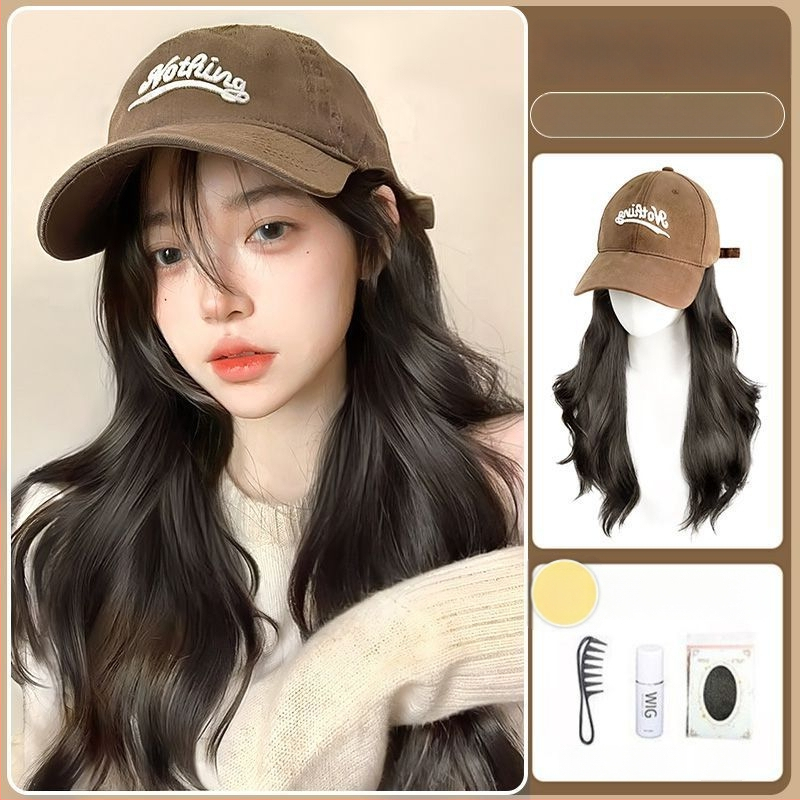Paruka s čiapkou pre ženy, dlhé kučeravé vlasy, jednovrstvová čiapka, vlasy z vysokotepelného hodvábia, ofinka rovná alebo šikmá, nie je možné farbiť ani permovať