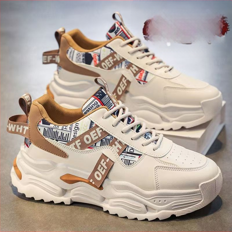 Pánske priedušné tenisky z umelej kože, nízky profil, guľatý nos, gumová podrážka