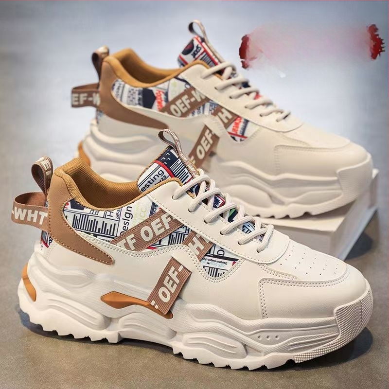 Pánske priedušné tenisky z umelej kože, nízky profil, guľatý nos, gumová podrážka