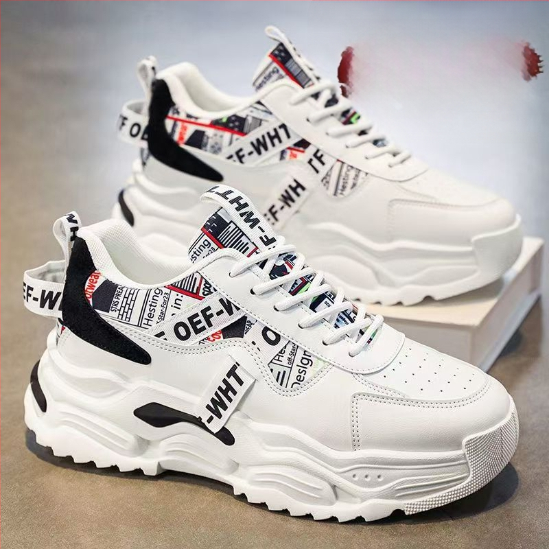 Pánske priedušné tenisky z umelej kože, nízky profil, guľatý nos, gumová podrážka