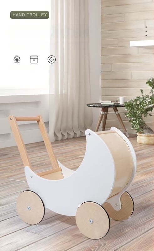 Drevený nákupný košík – hra na domácnosť, vzdelávacia hračka pre deti 4–6 rokov