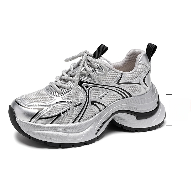 Dámske tenisky Dad Sneakers s vrchným materiálom Super Fiber, guľatá špička, plochá päta, sieťovinová podšívka, šnúrky