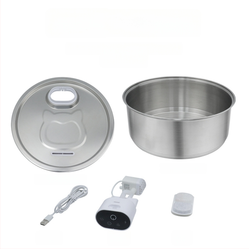 Chytrá fontána na vodu pre domáce zvieratá – nerezová oceľ, automatický senzor, odnímateľná, pre psy a mačky – model 801