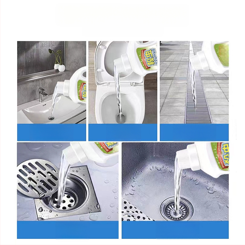 Tekutý insekticíd pre kanalizáciu a potrubia (kúpeľňa a kuchyňa) – značka Yuhong; cieľové druhy: lietajúce škodcovia, šváby, mnohoprstovce a komáre