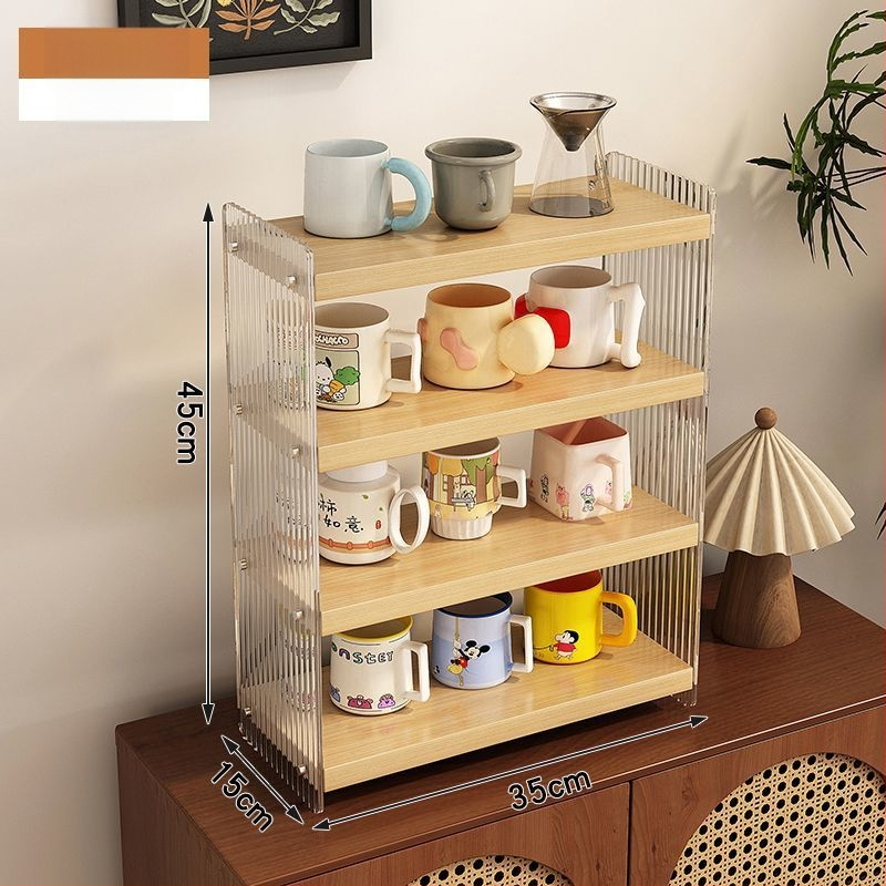 Stolový akrylový stojan na poháre, 2 poschodia, na čaj a kávu, multifunkčný