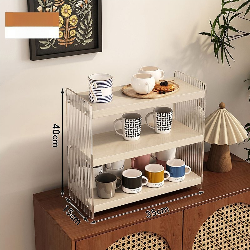 Stolový akrylový stojan na poháre, 2 poschodia, na čaj a kávu, multifunkčný