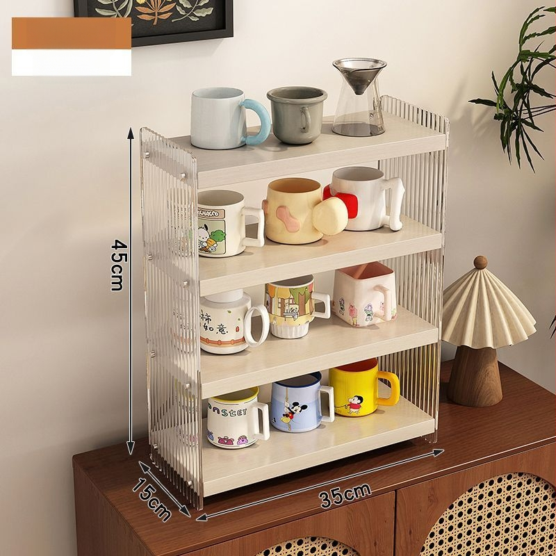 Stolový akrylový stojan na poháre, 2 poschodia, na čaj a kávu, multifunkčný