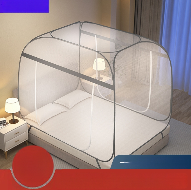 Sieť proti komárom pre posteľ v štýleJurty, bez montáže, polyesterový materiál, oceľový rám, moderný dizajn