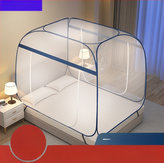 Sieť proti komárom pre posteľ v štýleJurty, bez montáže, polyesterový materiál, oceľový rám, moderný dizajn