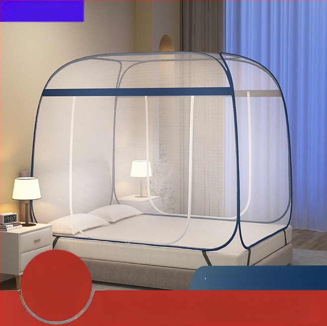 Sieť proti komárom pre posteľ v štýleJurty, bez montáže, polyesterový materiál, oceľový rám, moderný dizajn