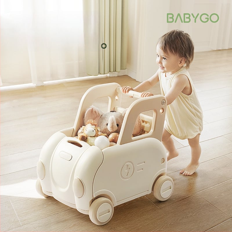 BABYGO Učebné chodítko pre bábätká – HDPE, vek 0–3 rokov, proti pádu bezpečnostný dizajn, úložný priestor, rozvíja uchopenie a koordináciu ruka-oko