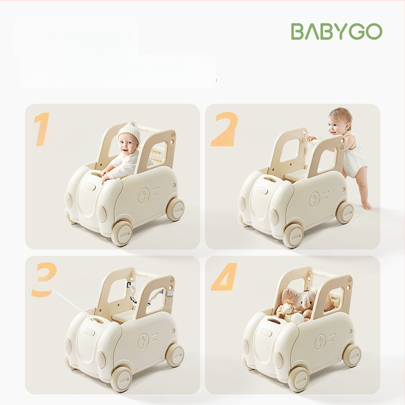 BABYGO Učebné chodítko pre bábätká – HDPE, vek 0–3 rokov, proti pádu bezpečnostný dizajn, úložný priestor, rozvíja uchopenie a koordináciu ruka-oko