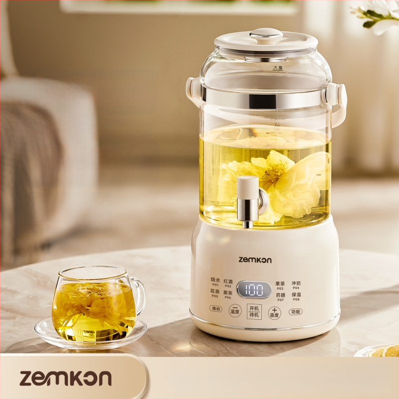 Zemkon Zdravý čajový hrniec s telesom z borosilikátového skla, 3 L, 800 W, 220 V, digitálny termostat, dotykové ovládanie, model RC-Z830D35