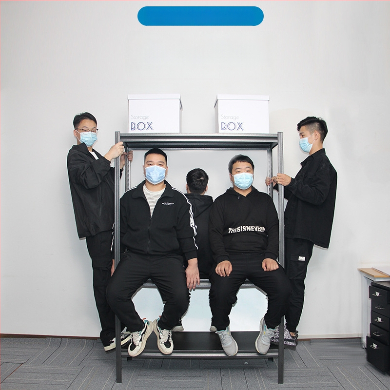 Domáci úložný regál z uhlíkovej ocele, 7-poschodový, podlahový, pohyblivý, s 2 krabičkami