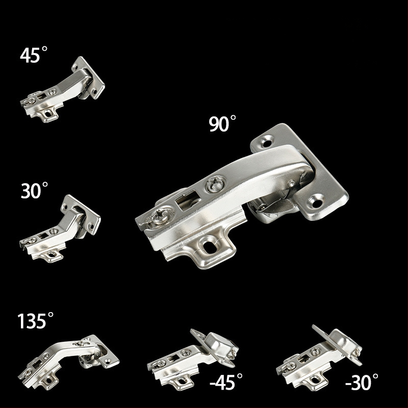 Záves dvierok skrine so špeciálnym uhlom, model LRH30/45/90, studenorezovaná oceľ, lesklá niklová povrchová úprava, Longrun