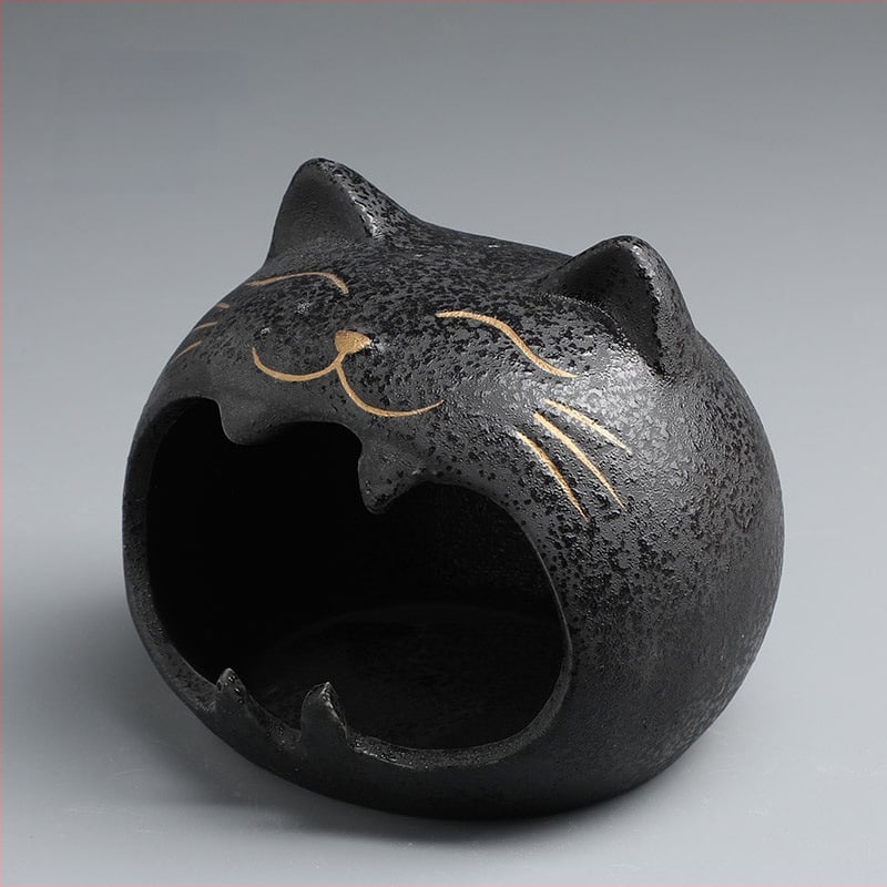 Keramický popolník s mačkou z karikatúry – vetru odolný, s tlačou loga, na dekoráciu a skladovanie, zbierka