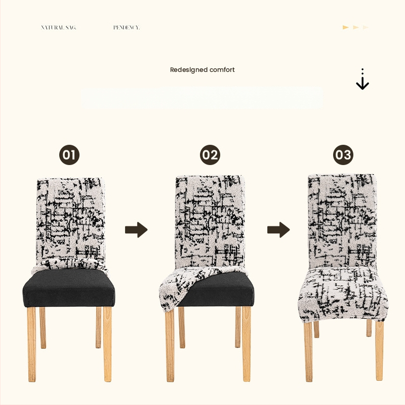 Potah na jedálenskú stoličku | polyesterová tkanina | geometrický vzor | obdĺžnikový tvar | protiskluzový, odolný voči opotrebeniu, proti prachu | moderný minimalistický štýl