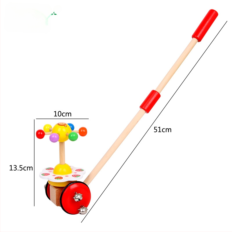 Drevená hračka na tlačenie pre batoľatá – Vzdelávacie zvieratá v karikatúrach, 0–3 roky