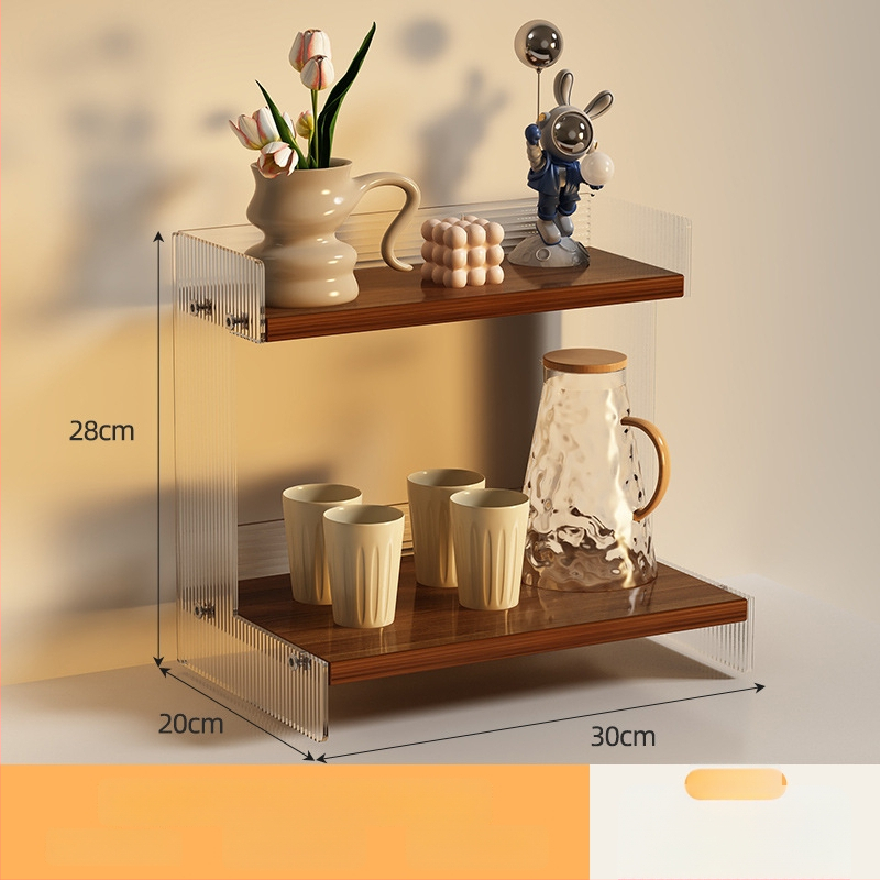 Stolný organizér na poháre a kozmetiku, 2-poschodový, akryl, jednoduchý a moderný dizajn, multifunkčný