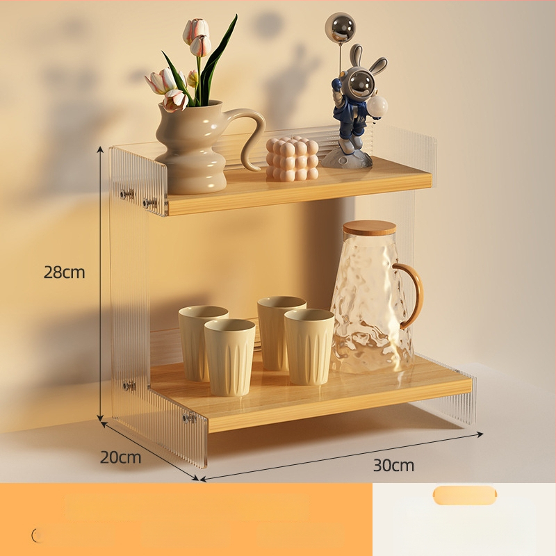 Stolný organizér na poháre a kozmetiku, 2-poschodový, akryl, jednoduchý a moderný dizajn, multifunkčný