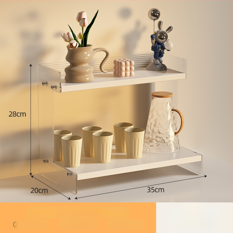 Stolný organizér na poháre a kozmetiku, 2-poschodový, akryl, jednoduchý a moderný dizajn, multifunkčný