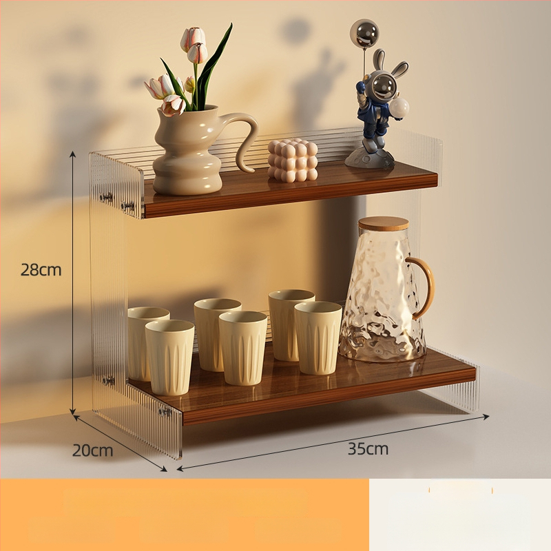 Stolný organizér na poháre a kozmetiku, 2-poschodový, akryl, jednoduchý a moderný dizajn, multifunkčný