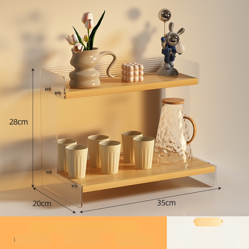 Stolný organizér na poháre a kozmetiku, 2-poschodový, akryl, jednoduchý a moderný dizajn, multifunkčný