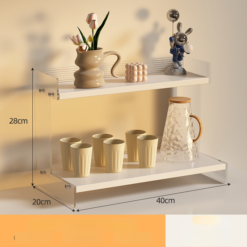 Stolný organizér na poháre a kozmetiku, 2-poschodový, akryl, jednoduchý a moderný dizajn, multifunkčný