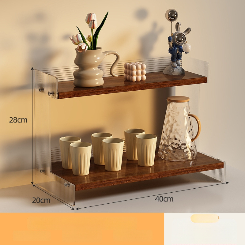 Stolný organizér na poháre a kozmetiku, 2-poschodový, akryl, jednoduchý a moderný dizajn, multifunkčný