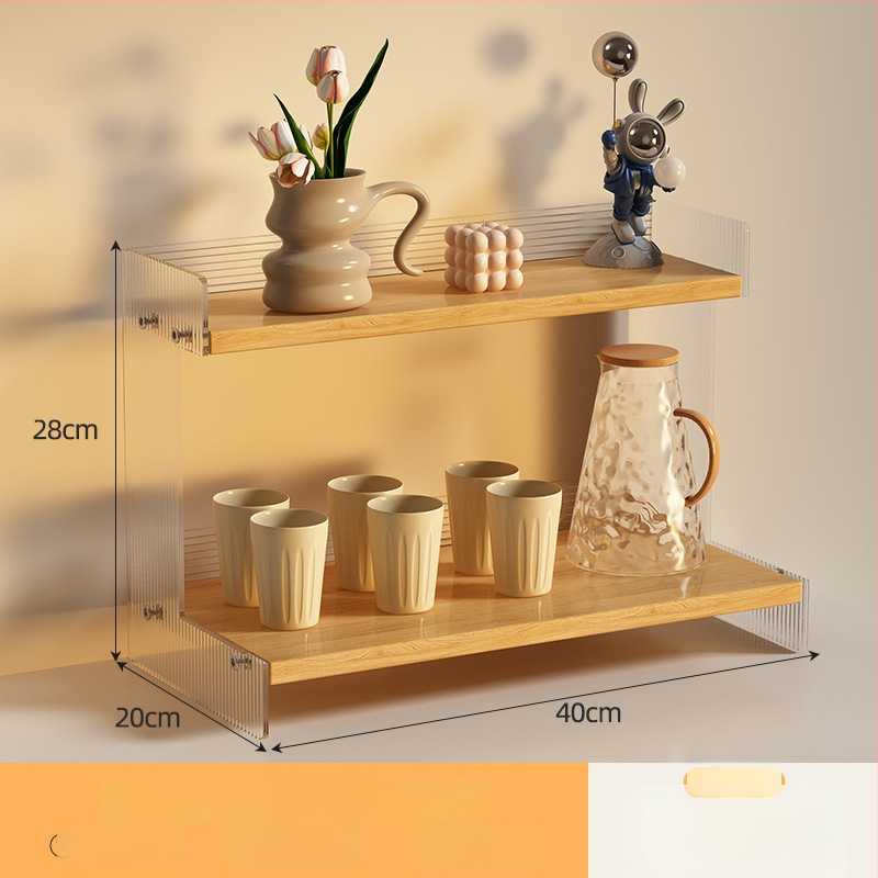 Stolný organizér na poháre a kozmetiku, 2-poschodový, akryl, jednoduchý a moderný dizajn, multifunkčný