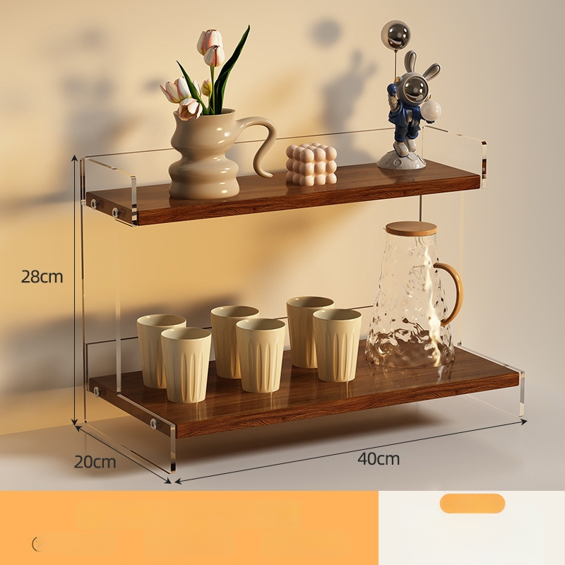 Stolný organizér na poháre a kozmetiku, 2-poschodový, akryl, jednoduchý a moderný dizajn, multifunkčný