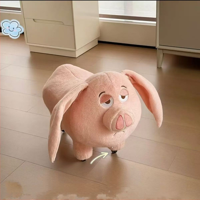 Plyšové prasiatko - pohovkové kreslo s kolieskami, ultra-mäkký krátky plyš, model zviera, multifunkčné, prispôsobiteľné (Kód produktu Bc6aZ4bS)