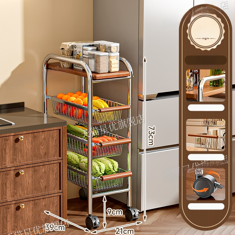 5-poschodový stojan na podlahe s kolieskami z uhlíkovej ocele – otočný, vlhkosť odolný organizér pre kuchyňu, spálňu a obývačku