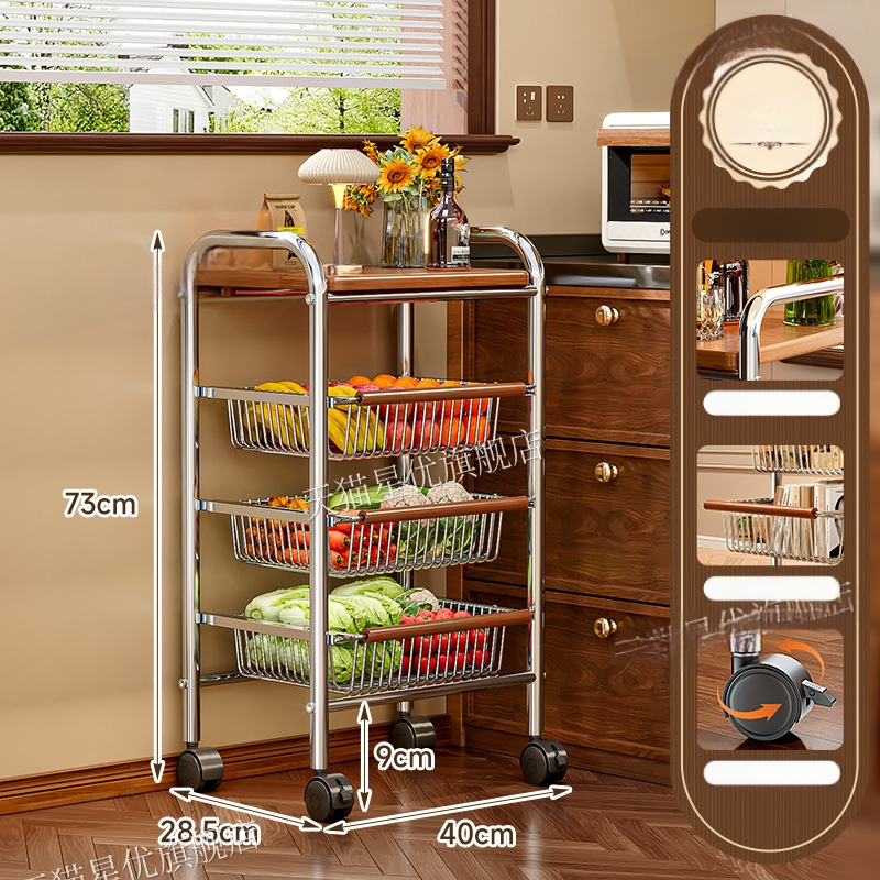 5-poschodový stojan na podlahe s kolieskami z uhlíkovej ocele – otočný, vlhkosť odolný organizér pre kuchyňu, spálňu a obývačku